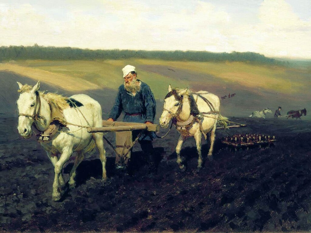 تولستوی-در-حال-شخم-زدن---ایلیا-رپین