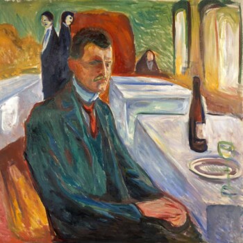 سلف-پرتره-با-بطری-شراب---ادوارد-مونک