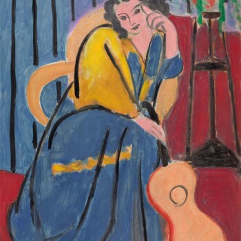 دختر-لباس-آبی-با-گیتار---آنری-ماتیس